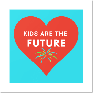 Red and Blue heart Kids are the Future Typography Posters and Art